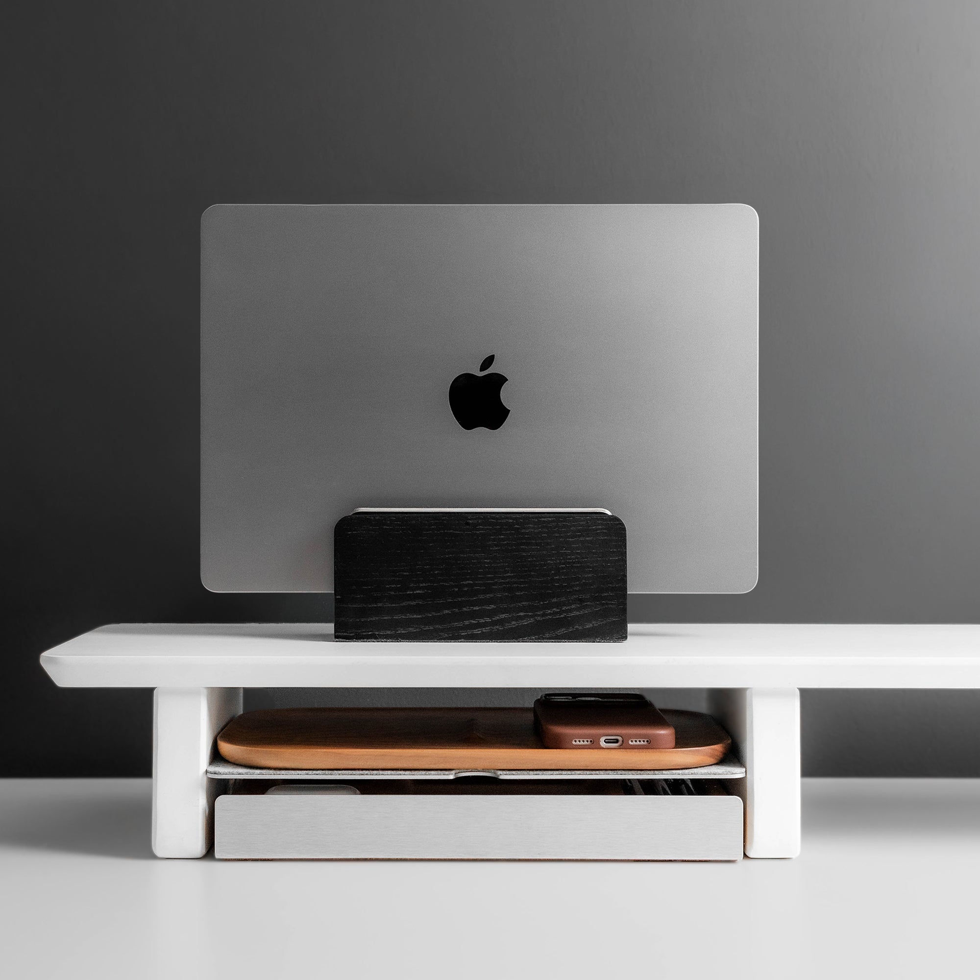 Vertical Laptop Stand | Black Wood