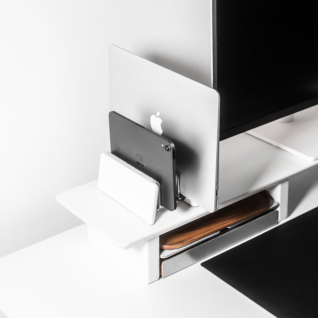 Vertical Laptop Stand | Adjustable | White