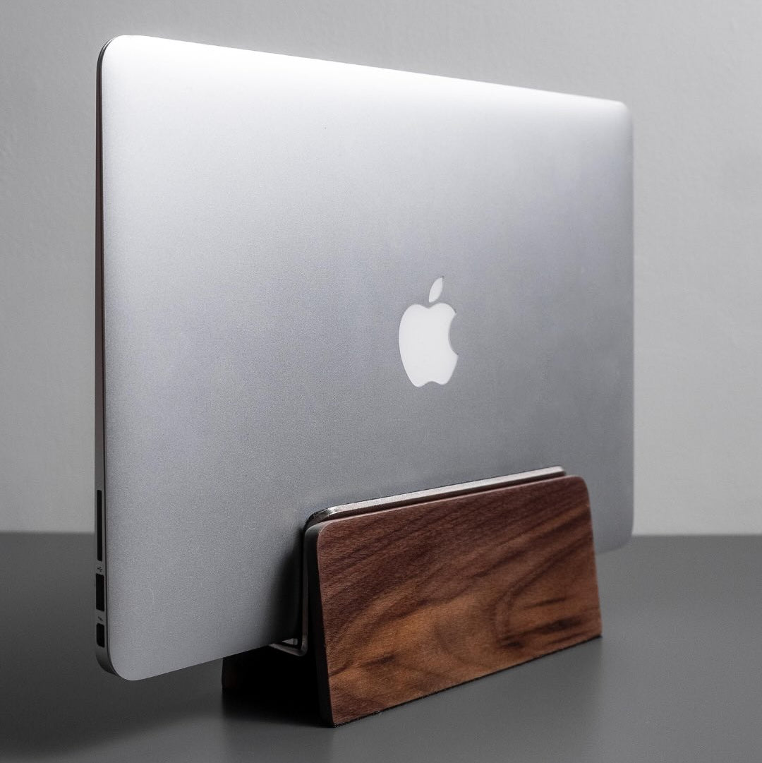 Vertical Laptop Stand | Adjustable | Walnut