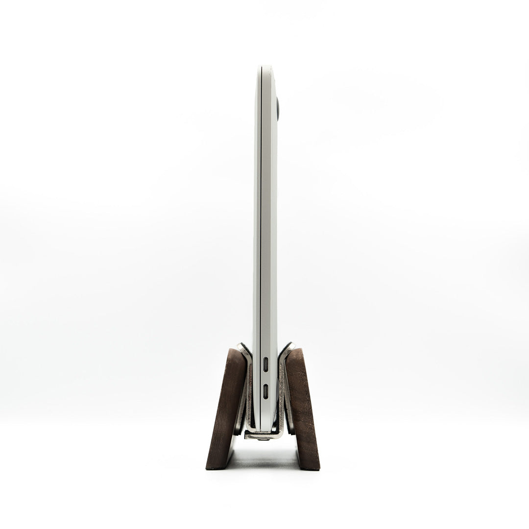 Vertical Laptop Stand | Adjustable | Walnut