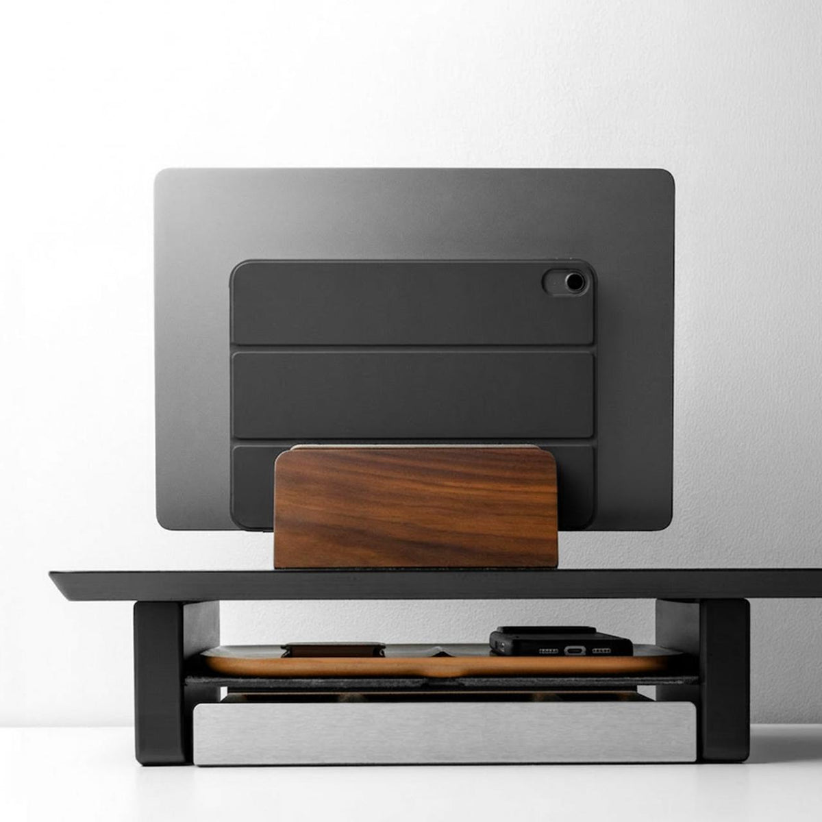 Vertical Laptop Stand | Adjustable | Walnut