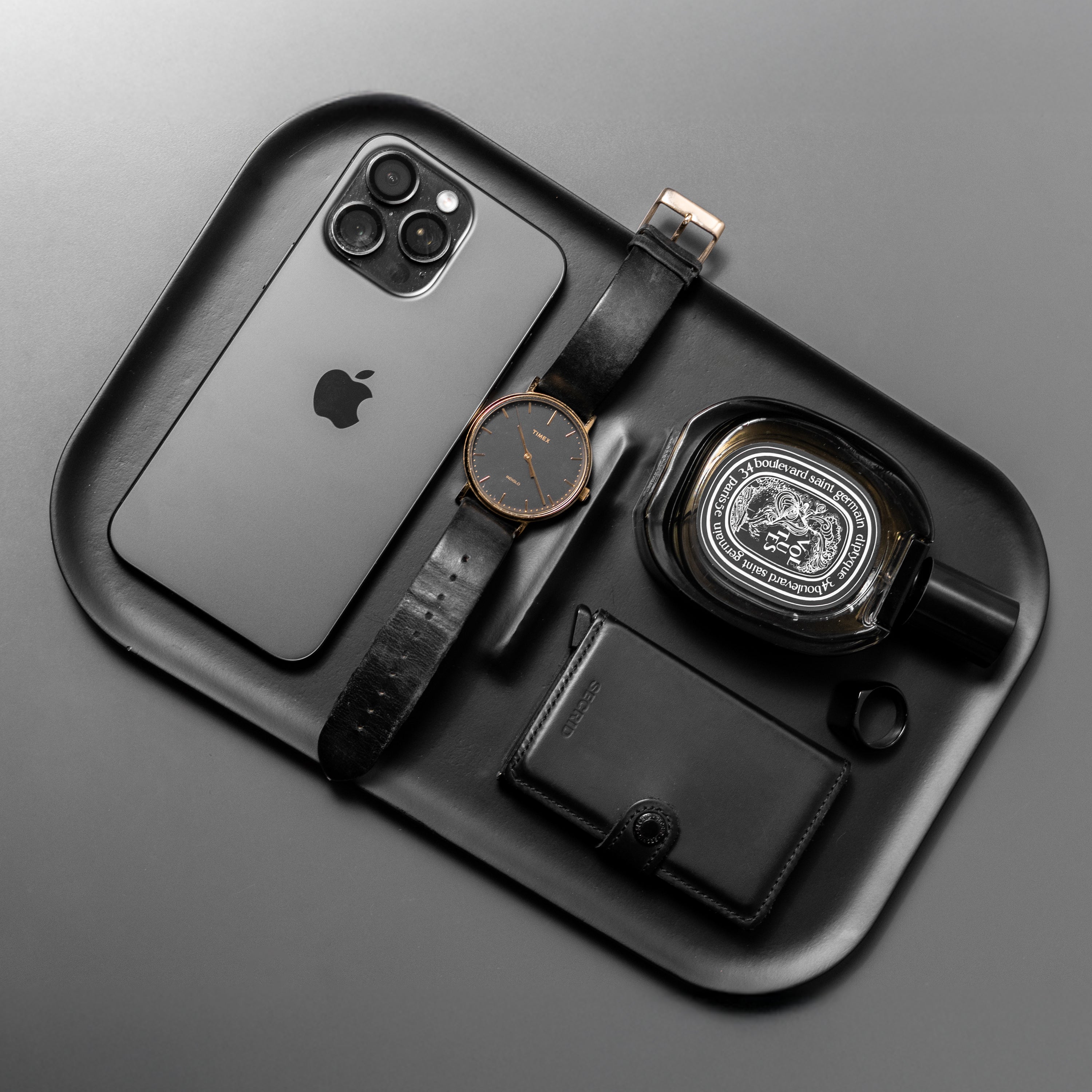 Japandi Valet Tray Edc Concierge Catchall Bedside Organizer Black Wood