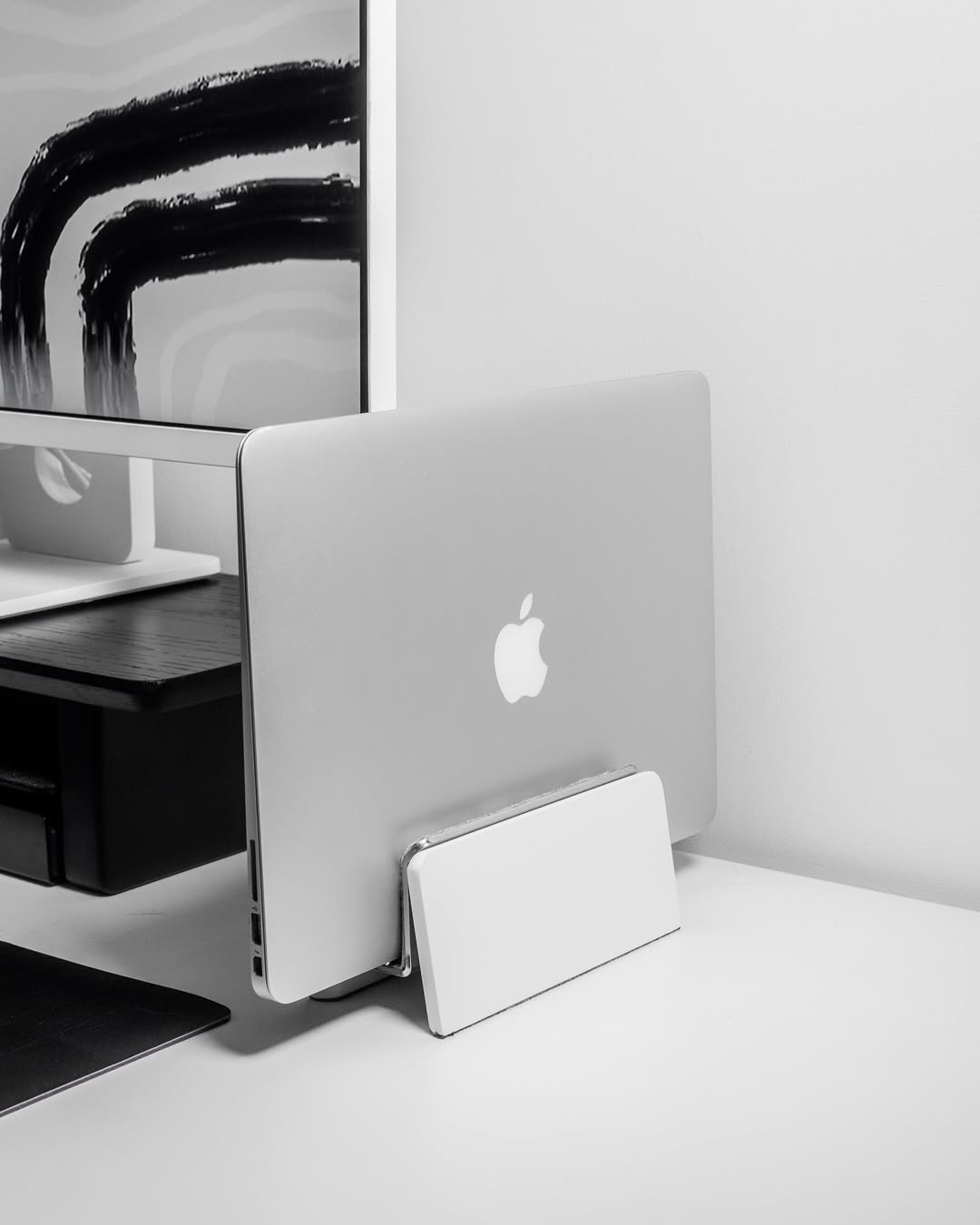 Vertical Laptop Stand | Adjustable | White