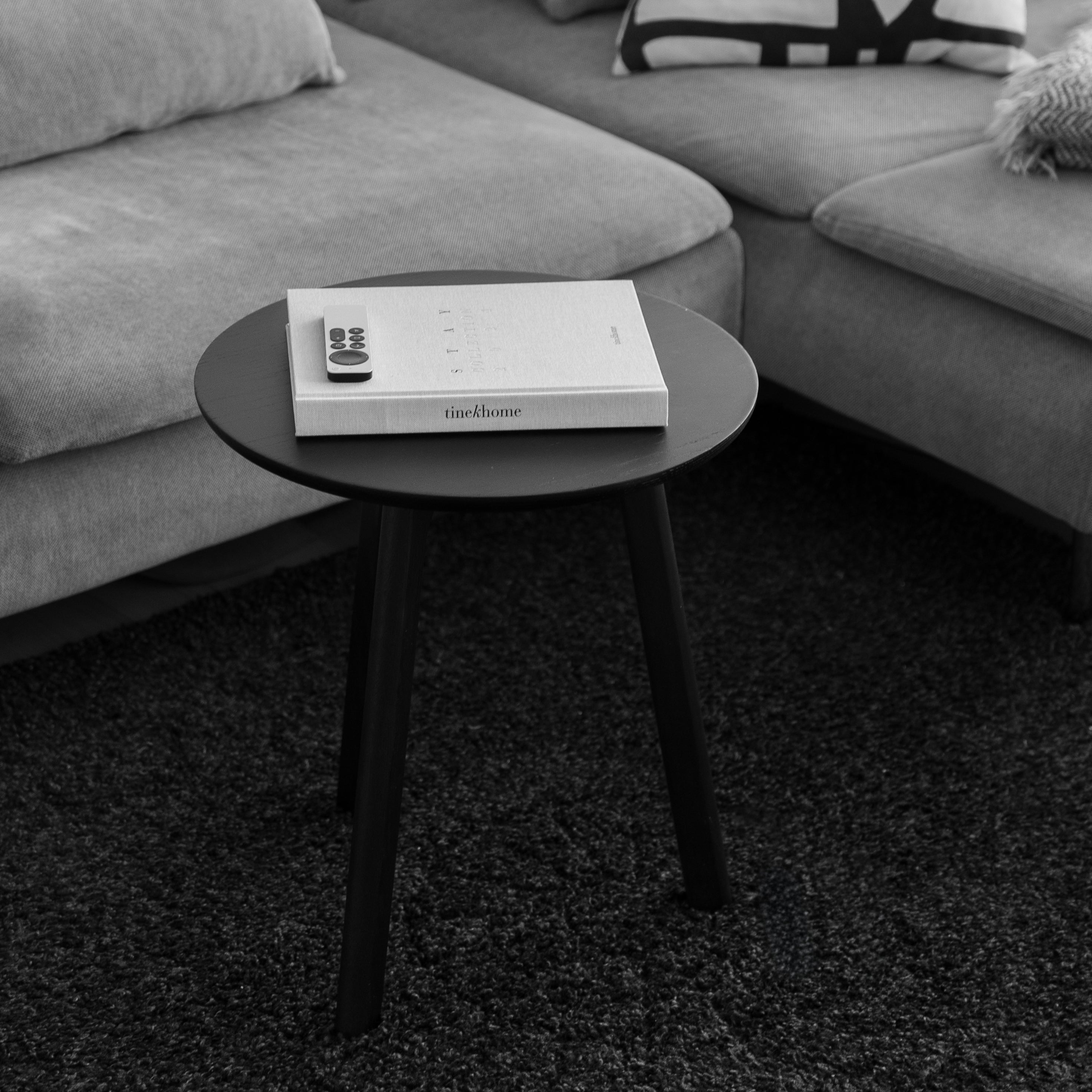 black side table round minimal japandi