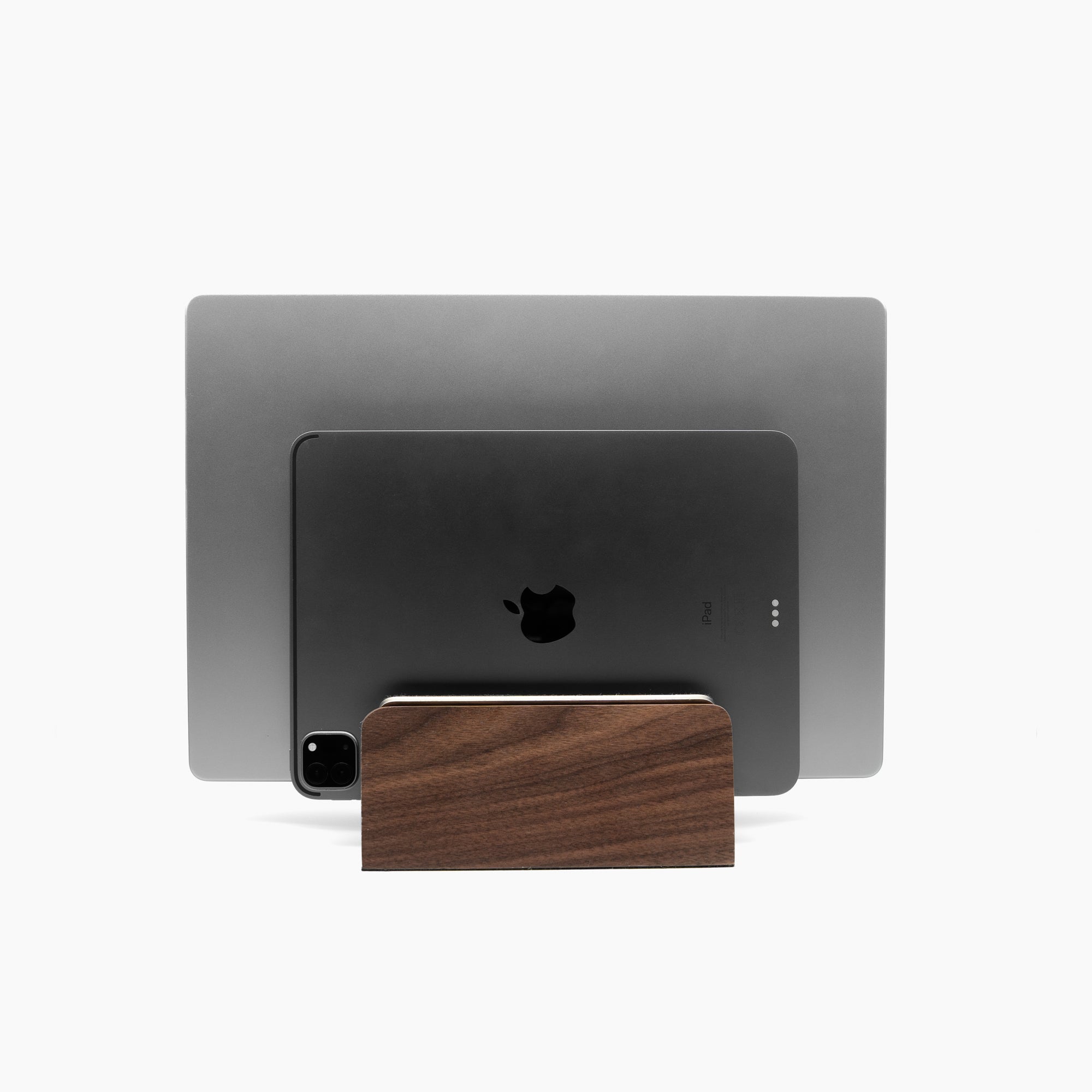 Vertical Laptop Stand | Adjustable | Walnut